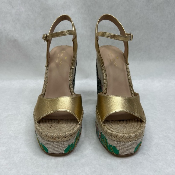 KATE SPADE Dallas Cactus Platform Wedge Sandals - Sz 7 - Picture 7 of 15